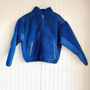 Madewell Size S Faux Shearling Half-Zip Pullover in Noble Blue NEW!